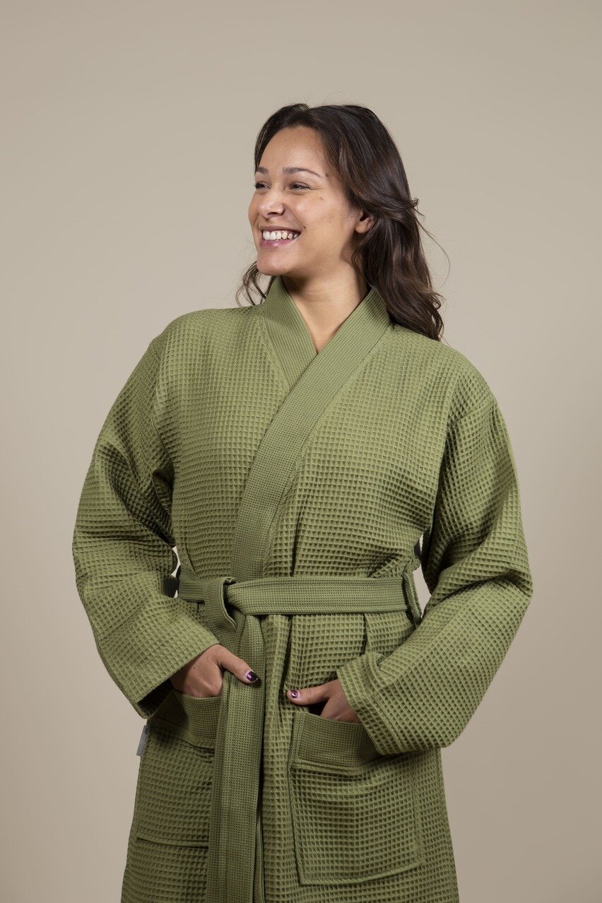 Albornoz Kimono Verde oliva para Mujer